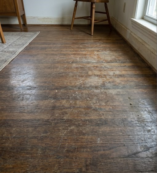 before-hardwood-floor-cleaning-fayetteville-GA dull dirty hardwood floor before professional hardwood floor cleaning Fayetteville GA